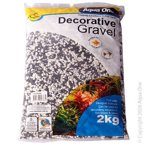 Aqua One Decorative Gravel 2kg Mixed White Black 7mm