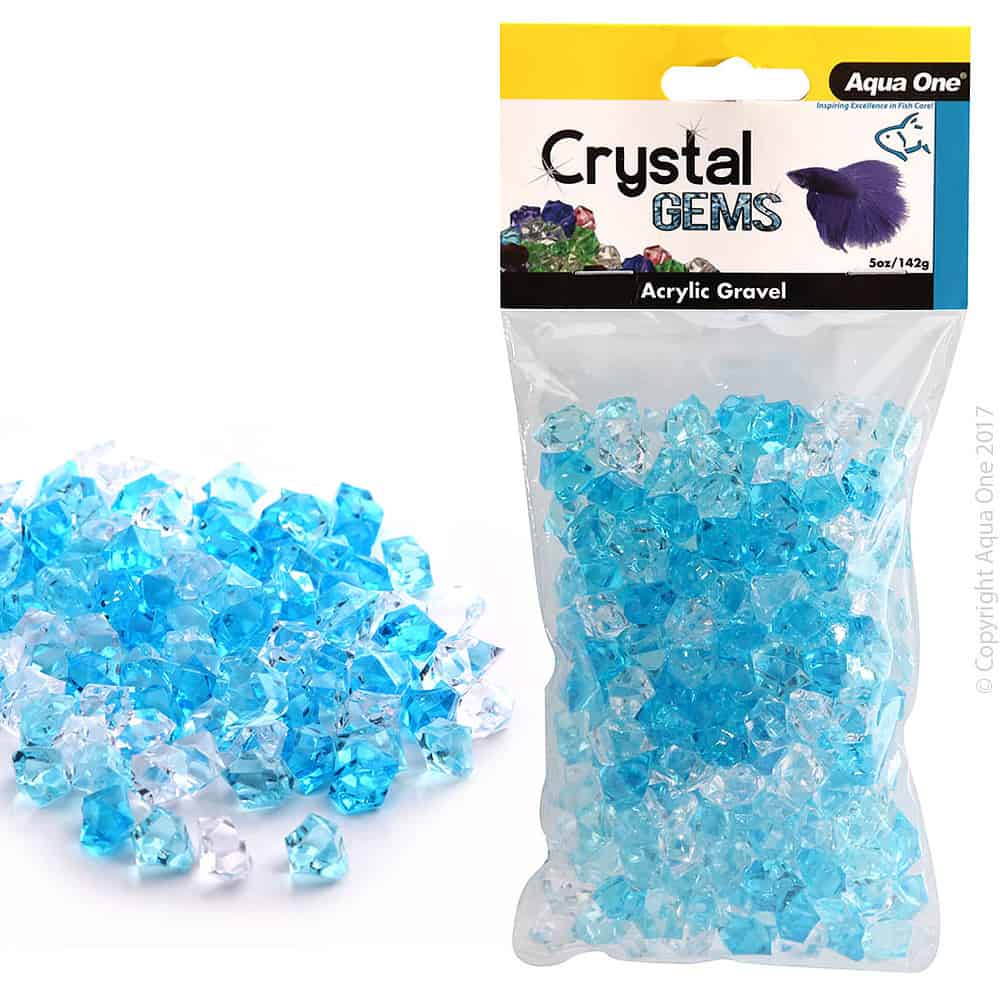 Aqua One Crystal Gems Acrylic Betta Gravel 145g 15mm Blue Ice