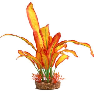 Silk Plant Orange Sword W Gravel Base L
