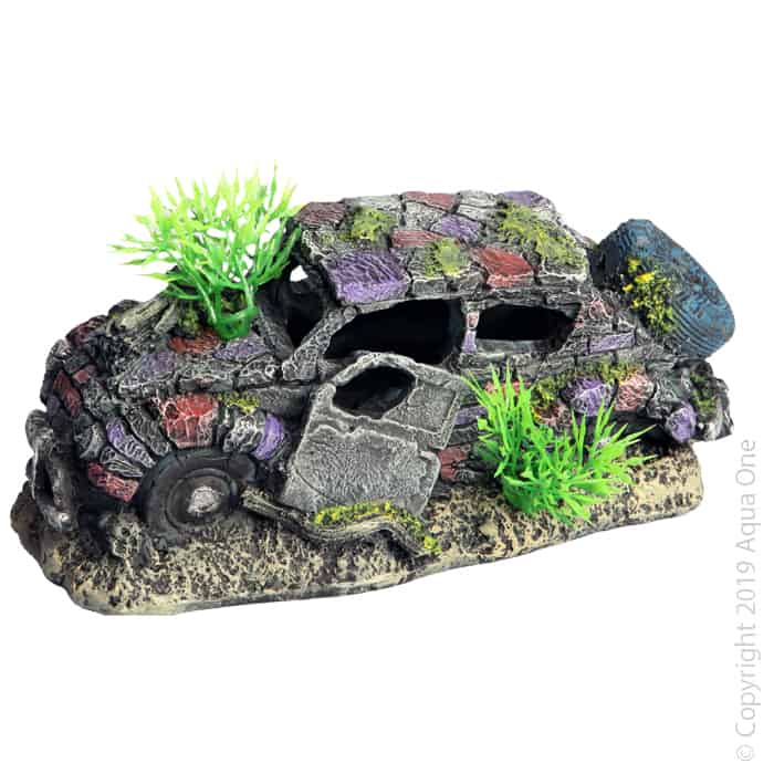 Ornament Ruined Vintage Car 17x11x8cmh