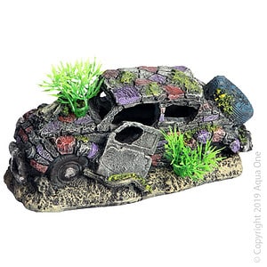 Ornament Ruined Vintage Car 17x11x8cmh