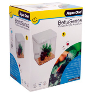 BettaSense 9.7L Curved Acrylic Aquarium 24.5×17.5×30.6cm White