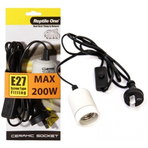 Reptile One Heat Lamp Ceramic Socket Suit Up To 200w E27 Screw