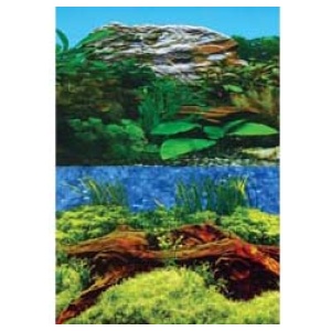 Background 48cm X 1m Age Old Wood & Plant W White Stone Double Fresh (Per Meter)