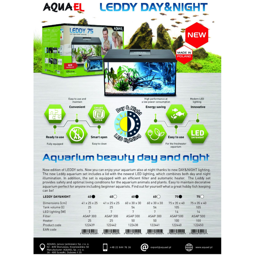 Aquael Leddy Day & Night 60 Black Aquarium Set - Image 3