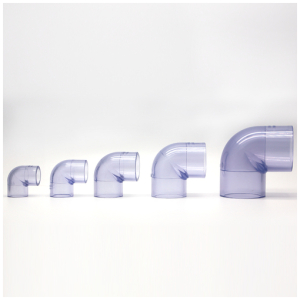 Clear DIN UPVC 90 Degree Elbow